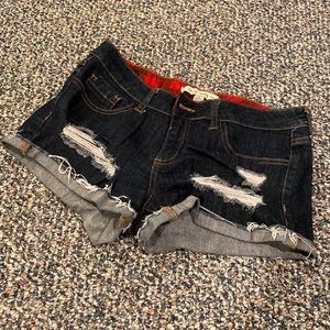 Distressed jean shorts